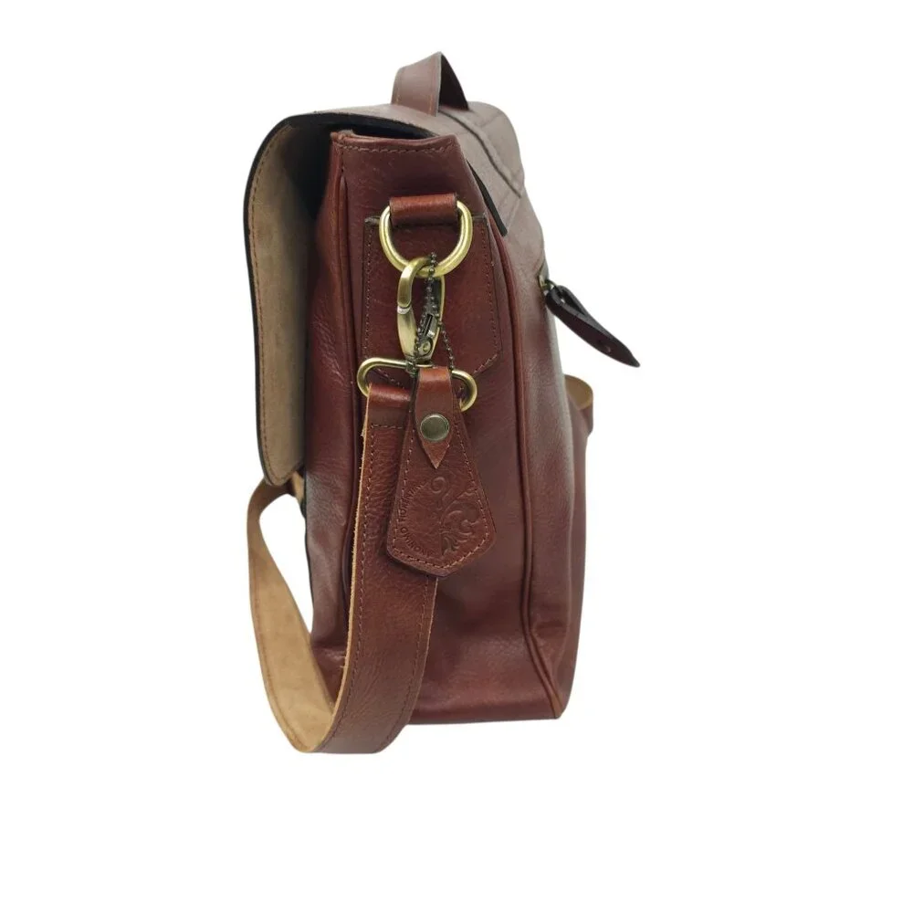 Anonimo Fiorentino Italian Messenger Bag Brown Leather 14